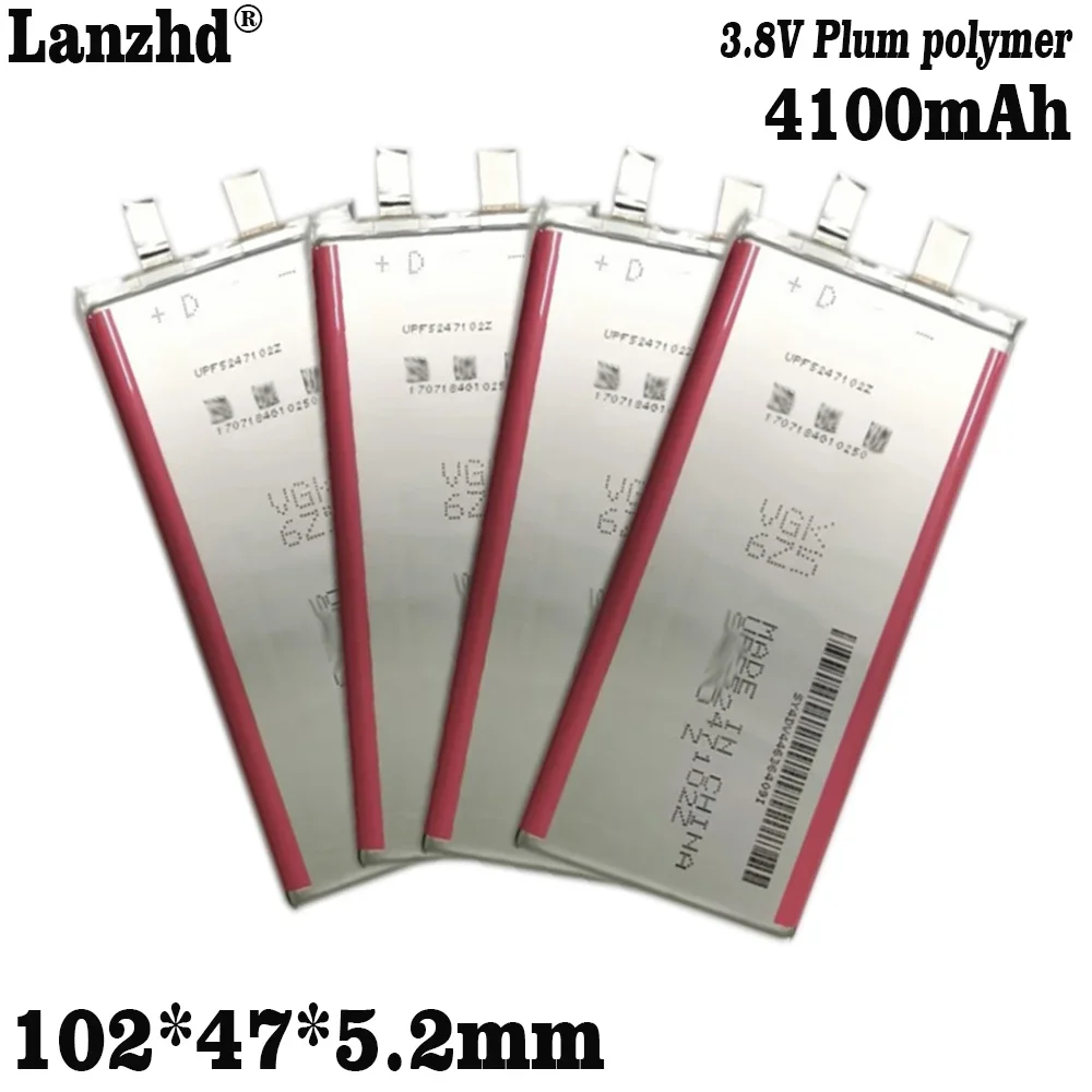 102*47*5mm 3.7V polymer lithium battery For Wireless bluetooth keyboard LED light GPS positioning battery 5247102 4100mAh