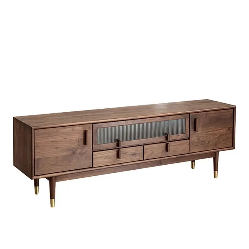 Настраиваемый североамериканский минималистичный телевизор из цельного дерева, латунные ножки для гостиной, простая комбинация мебели для маленькой квартиры