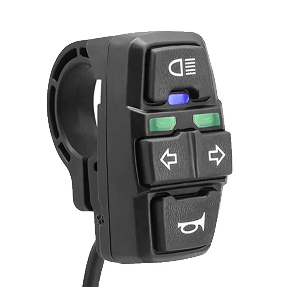

3 in 1 Electric Bike Scooter Switch Headlight Turn Signal Horn Switch 36V/48V ON/OFF Control Switch Waterproof IP54 22.2mm