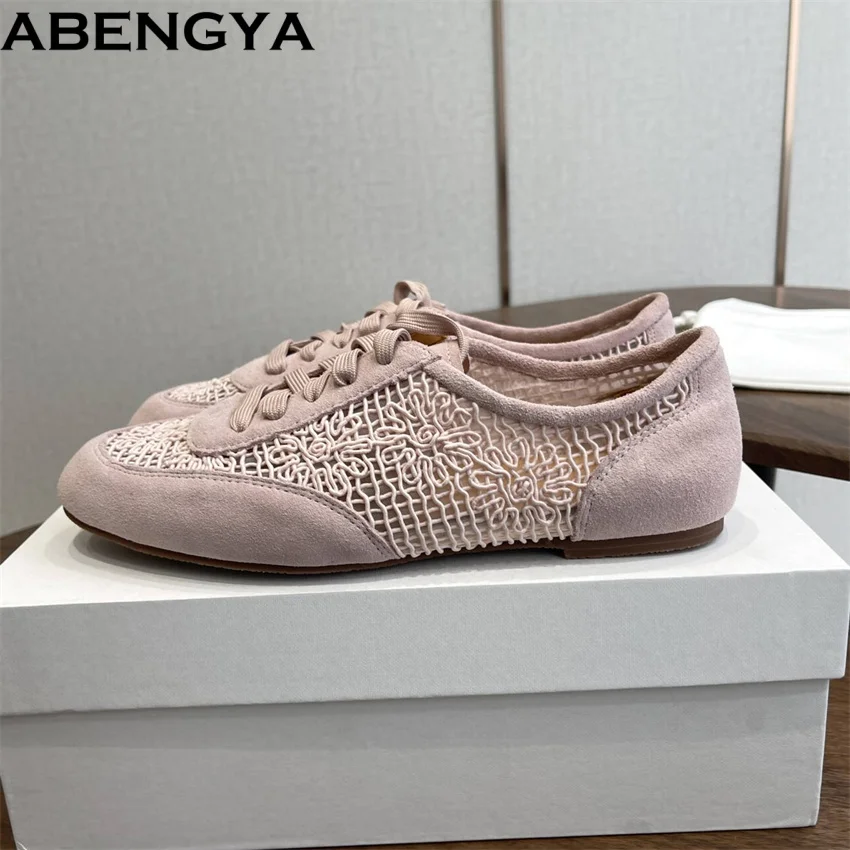 

Quality Mesh Casual Sneakers Women Loafers Lace Up Flat Shoes For Woman Summer Comfortable Round Toe Walk Shoes Ladies