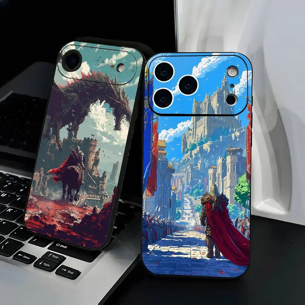 

Cute Pixel game art Phone Case Fashion Black Frosted TPU Phone Case for iPhone 12-17. UV Spray Painted Design, Anti-fall Daily P