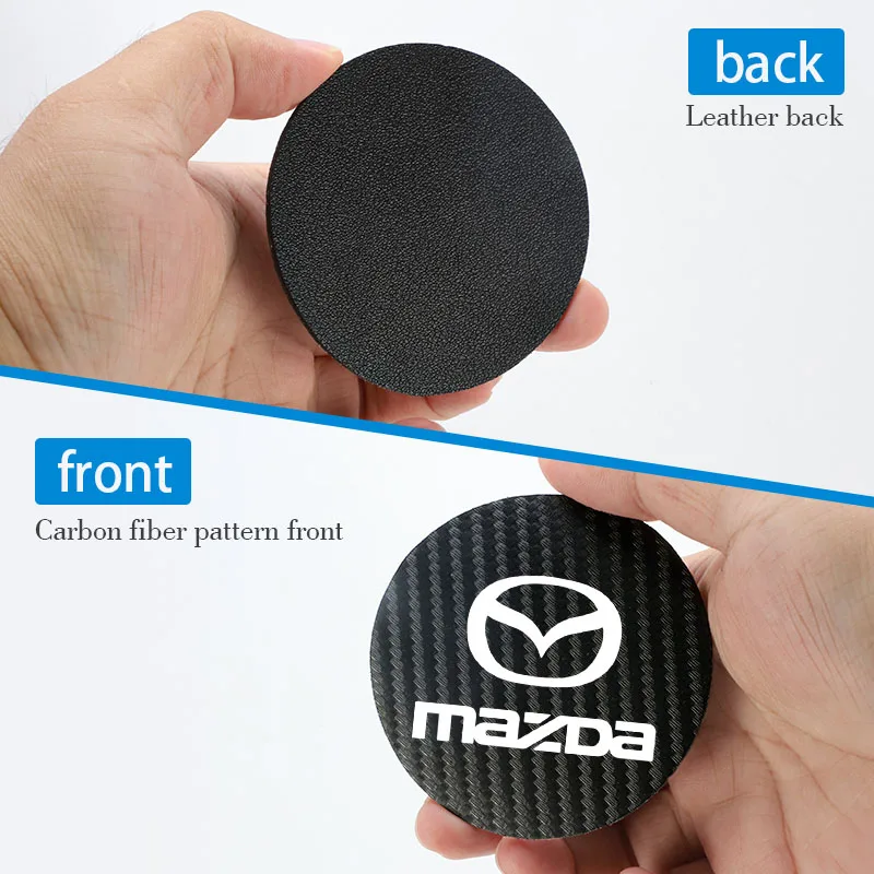 2Pcs Carbon Car Coaster Mat Interior Water Cup Pad Cushion For Mazda 2 3 6 5 Atenza CX3 CX5 MX5 CX7 Axela CX30 CX90 CX60 CX50 MX