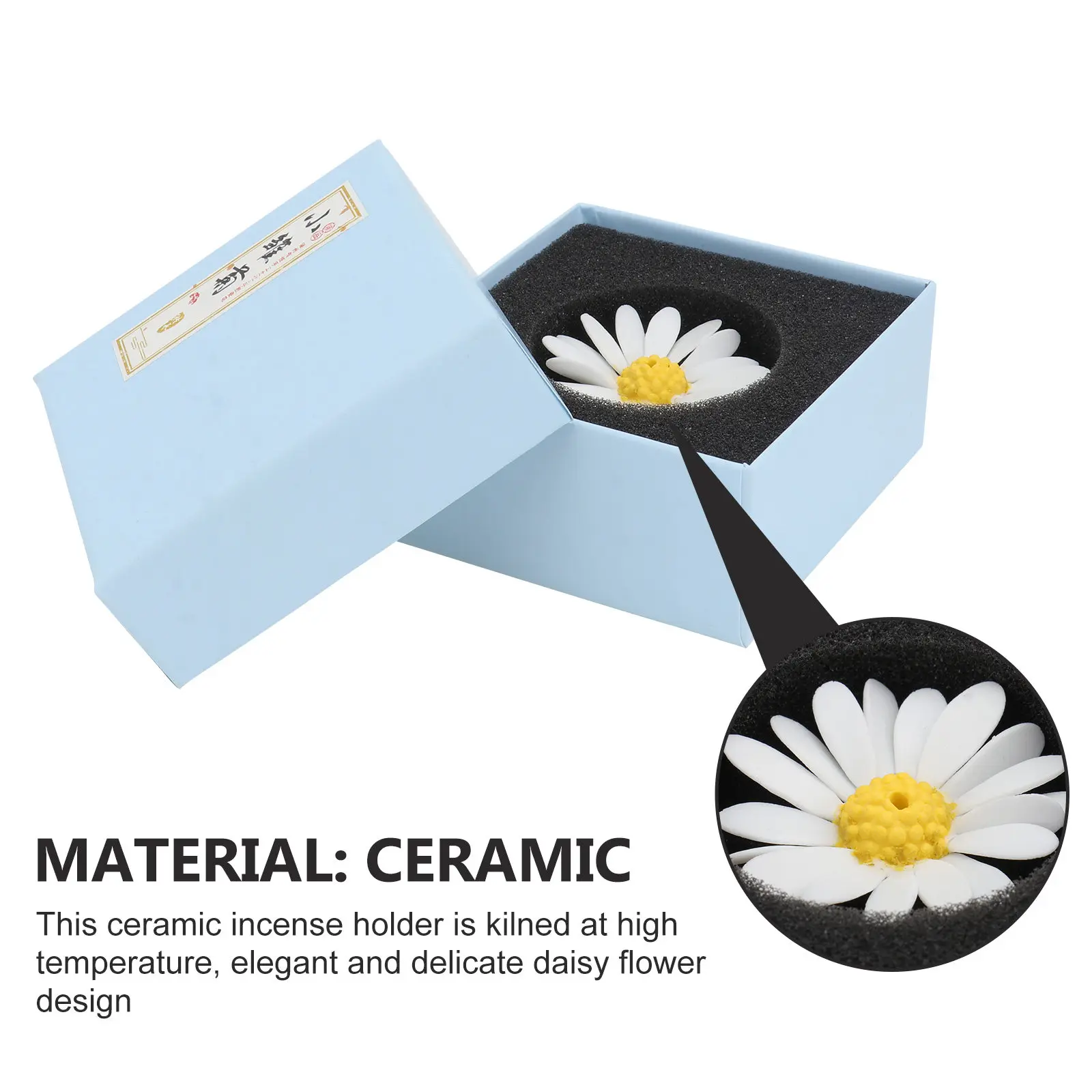 Ceramic Incense Flower Design Decorative Incense Stick Holder Daisy Flower Adornment Tray Stick Rack Aromatherapy Home