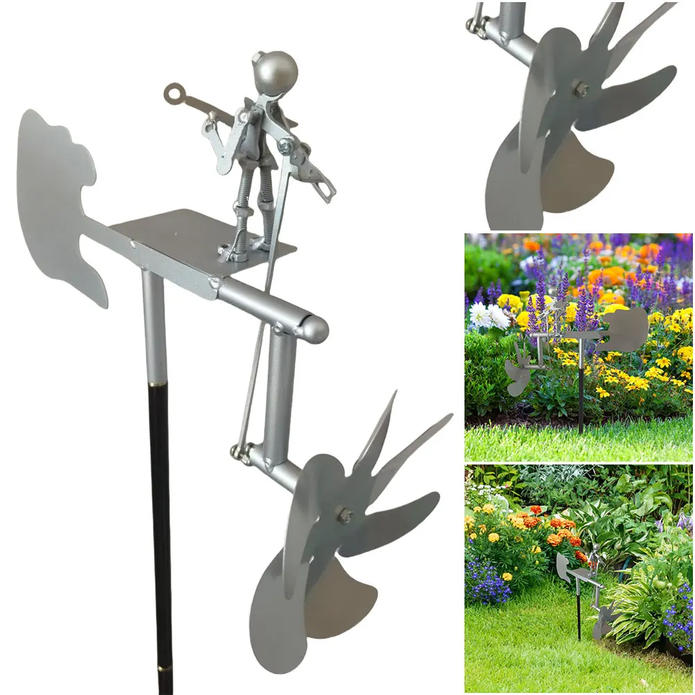 

Metal Wind Spinner Outdoor Wind Sculpture Wind-Powered Guitar Sculpture for Garden Yard Patio Lawn Porch Backyard