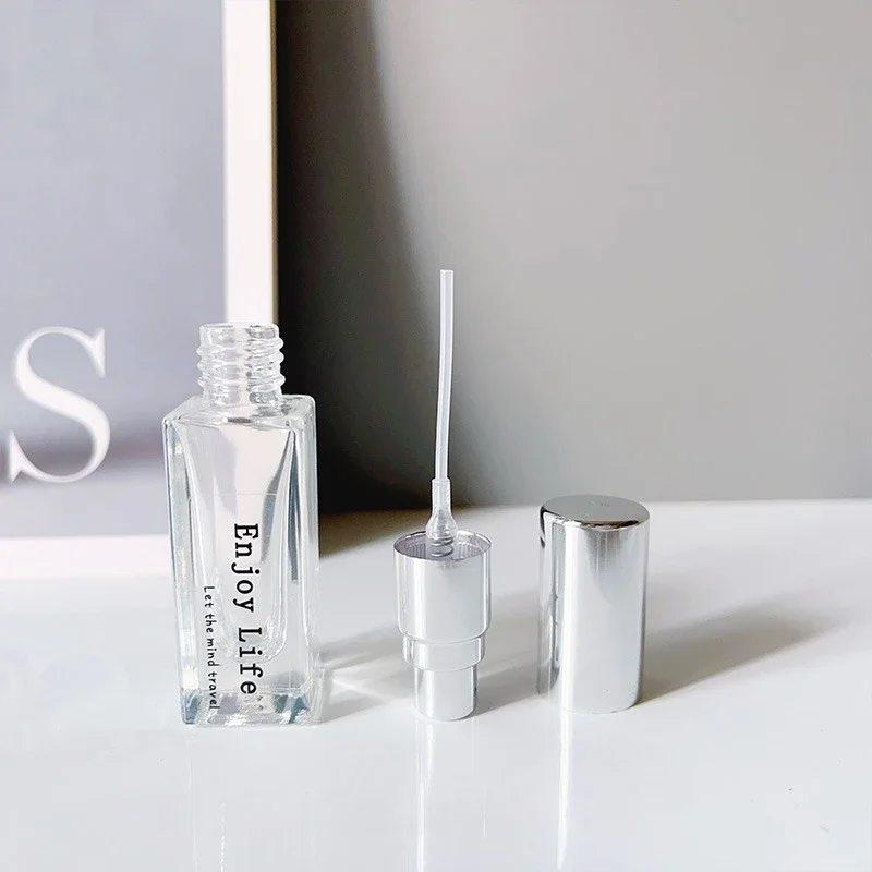 5/10ML kwadratowe butelki z rozpylaczem perfum przenośne grube szklane fiolki próbnik Atomizer pusty podróżny pojemnik na kosmetyki w płynie wielokrotnego napełniania
