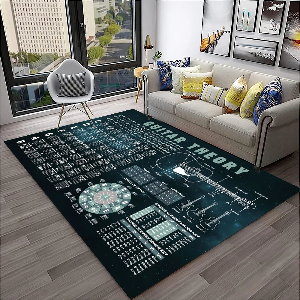 

Music Basic Guitar Chord Theory Chart Piano Carpet Rug for Home Living Room Bedroom Sofa Doormat Decor,Kid Area Rug Non-slip Mat