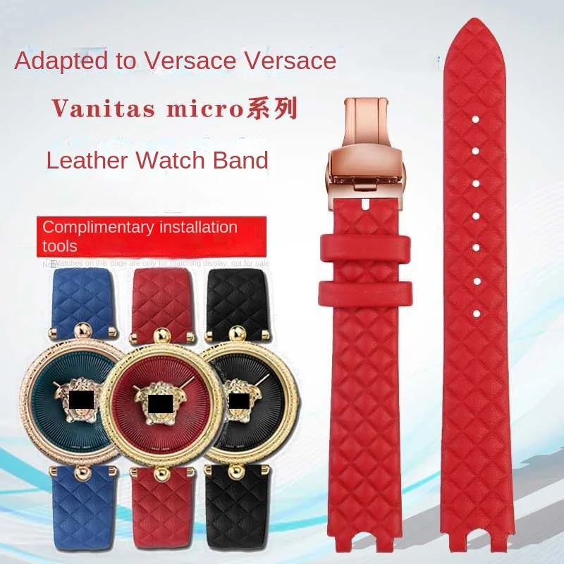 16mm Cowhide Watch Band for Versace Vanitas Micro Soft Comfortable Female U-Shaped Interface Watch Strap Accessories