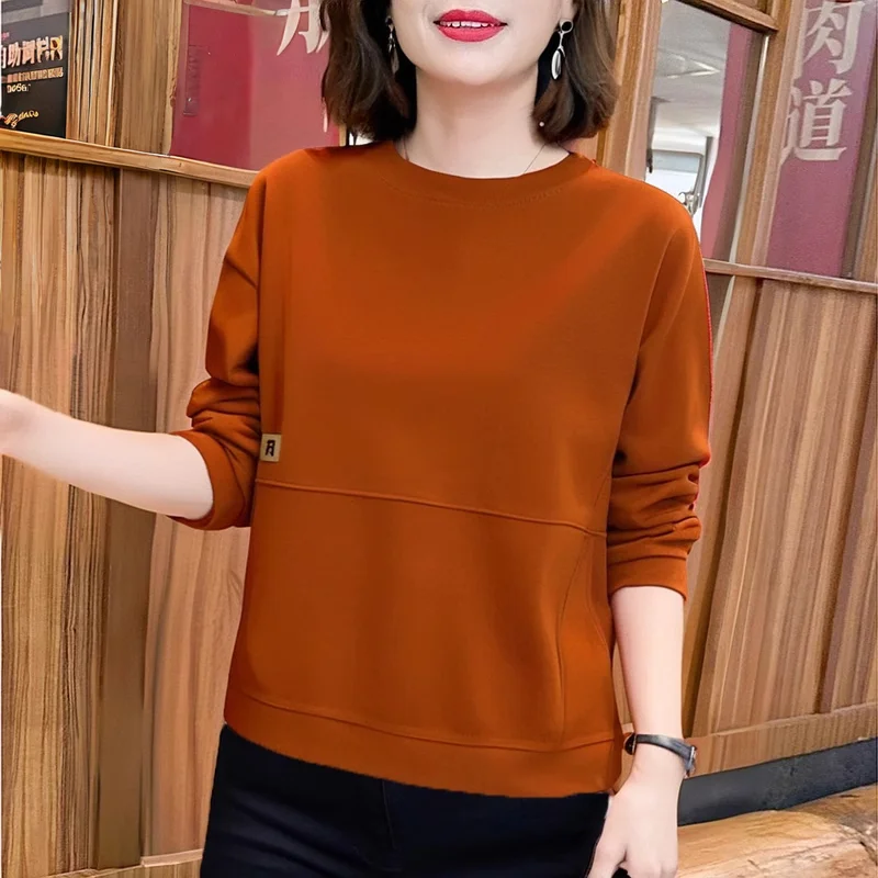 

Simplicity Long Sleeve Plus Size Vintage Tops Spring Autumn New Solid Loose Street Casual T Shirts Office Fashion Women Clothing