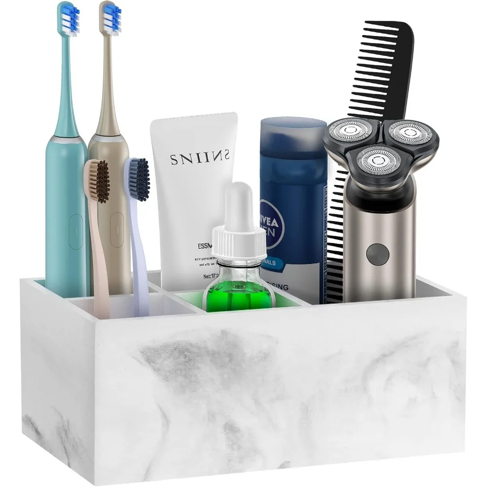 

Держатели для зубных щеток в ванной комнате со сливом, 5-слоточный держатель для электрических зубных щеток, мраморный органайзер для ванной комнаты, органайзер для зубных щеток Stora