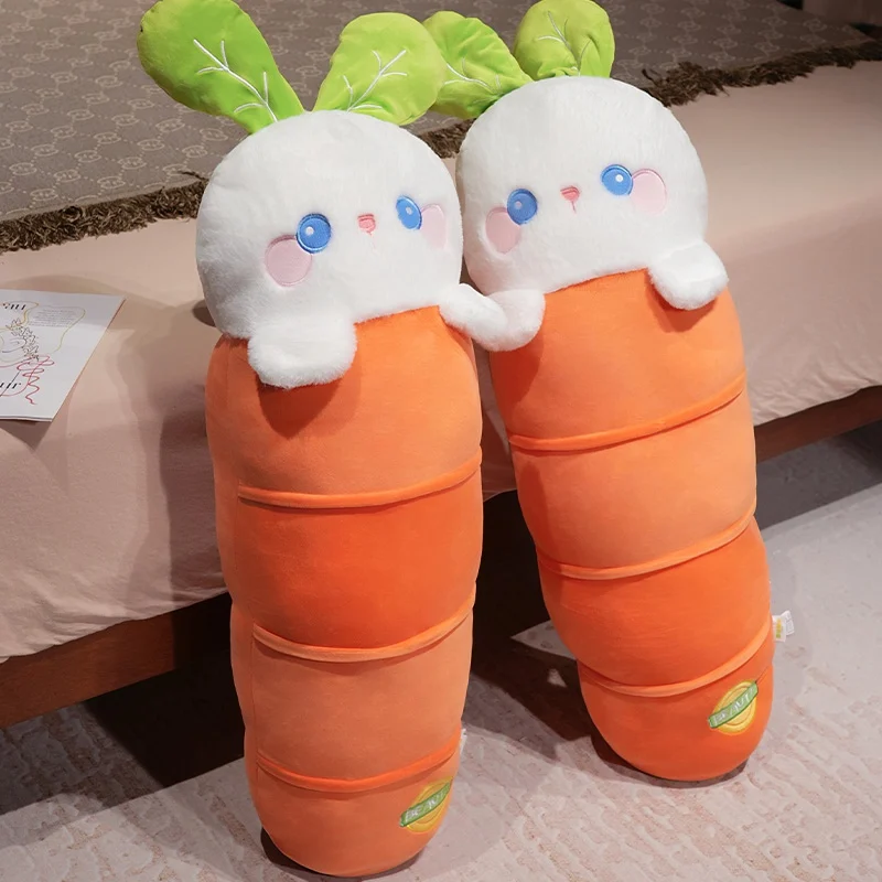 60-100cm kawaii dos desenhos animados simulação anime cenoura coelho pelúcia animal brinquedo das crianças cenoura travesseiro artesanal boneca calmante