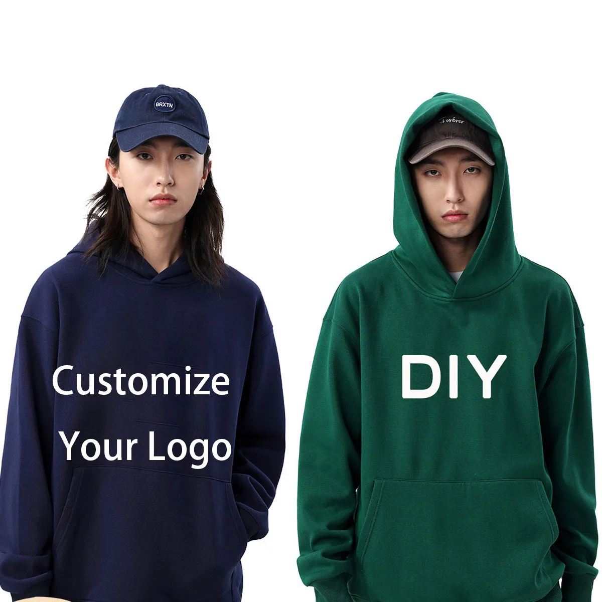 

DIY Custom Logo Heavy Weight Men's Hoodies New Autumn Winter Thick Cotton Men Top Solid Color Hoodies Sweatshirt Pullover