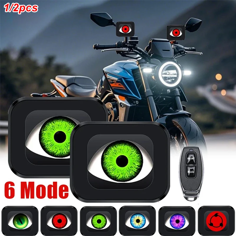 Devil Eyes LED Light Dynamic Screen 12-36V Motorcycle Mirror 6 Modes for Motorcycle Decorative Lights Car Headlight Accessories