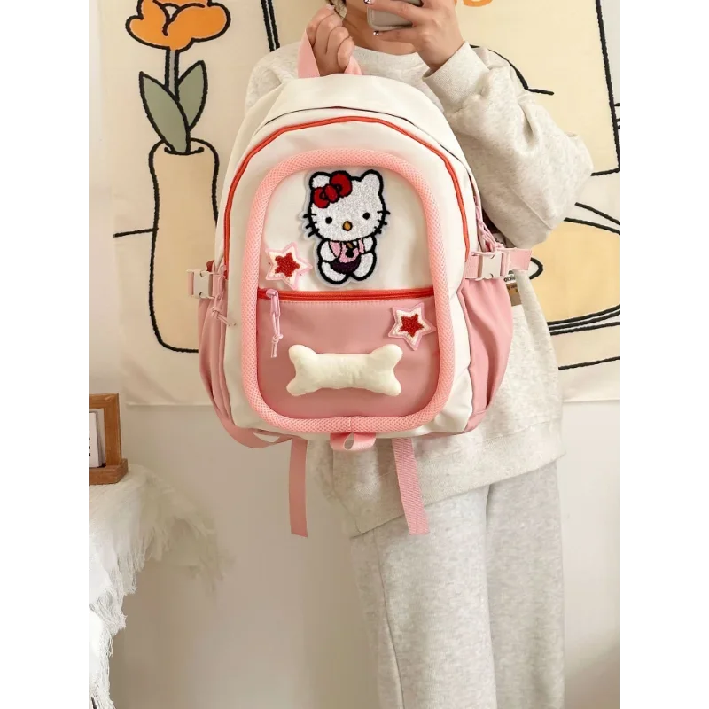 Sanrio New Hello Kitty Student Schoolbag Cute Man and Woman Cartoon Shoulder Pad zaino di grande capacità