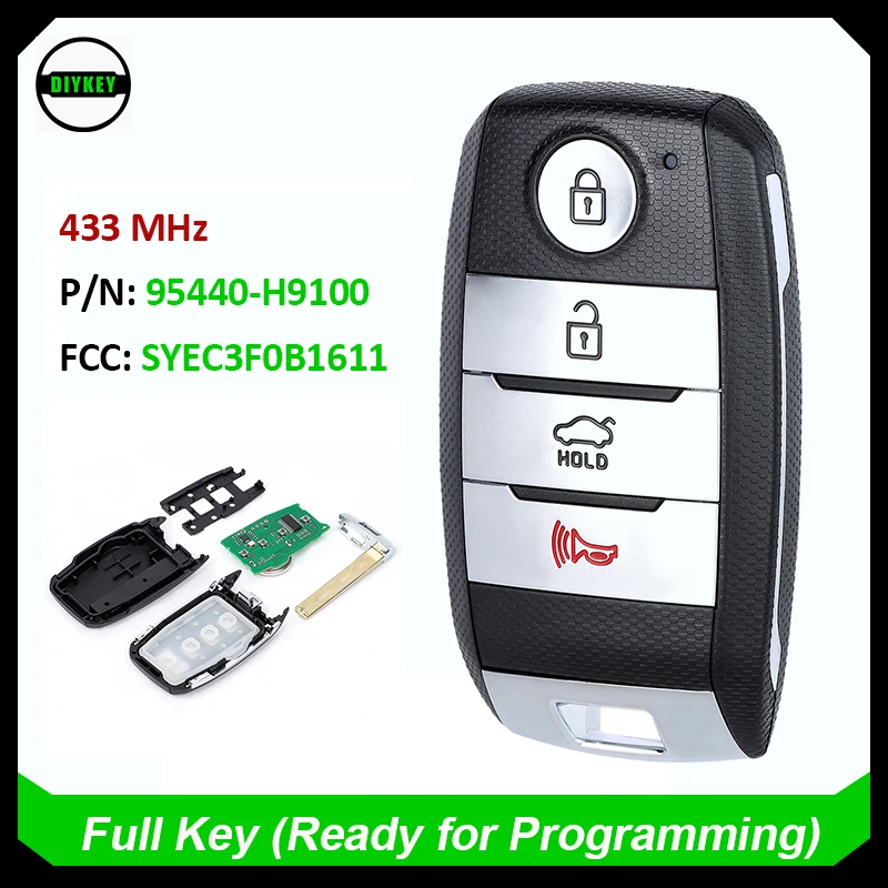 DIYKEY PN: 95440-H9100, FCC: SYEC3F0B1611 Keyless Smart Remote Key Fob 433MHz 8A Chip for Kia Rio 2018 2019 2020 2021