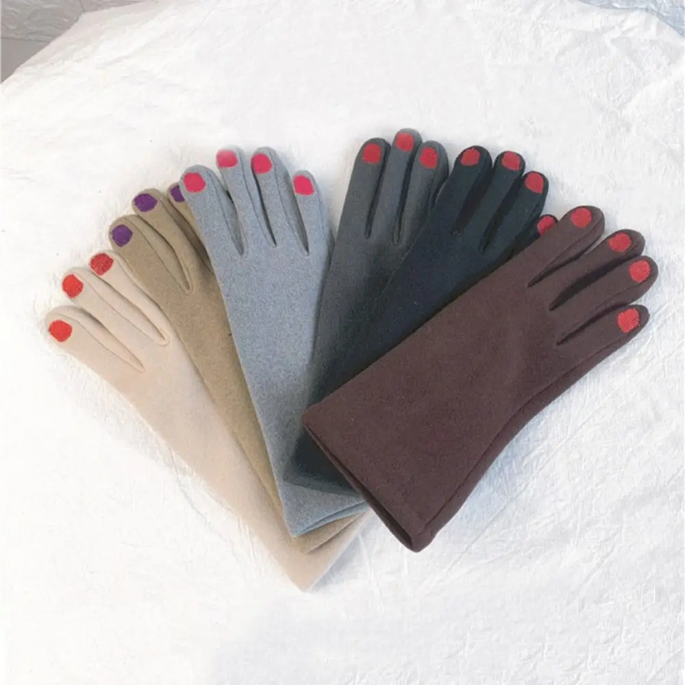 

Женские модные перчатки для лака для ногтей с сенсорным экраном, утолщенные винтажные перчатки с разделенными пальцами, морозостойкие ветрозащитные женские варежки