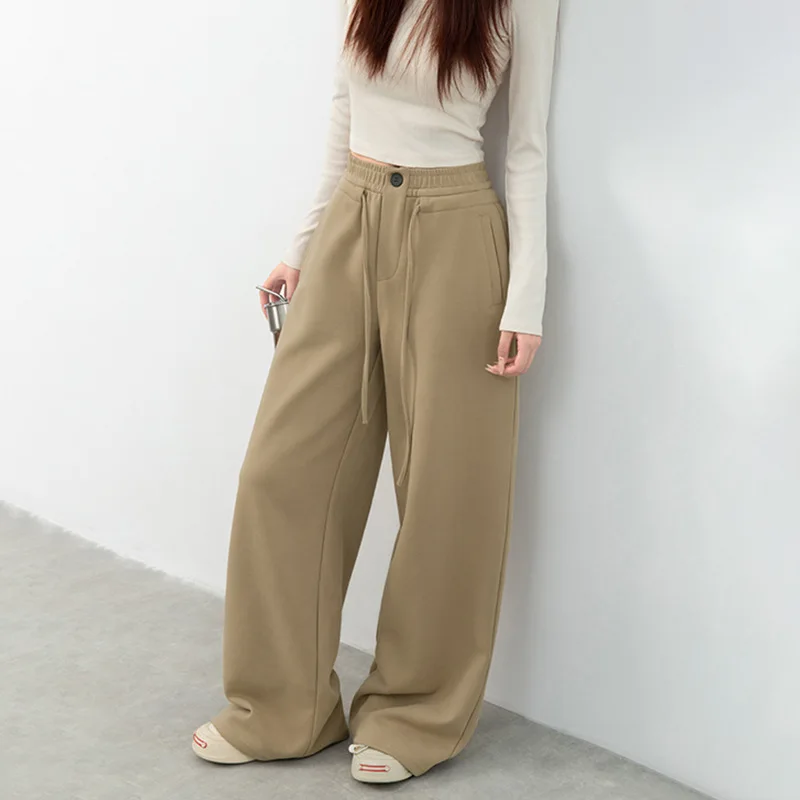 

Широкие брюки, уличная одежда, женская зимняя мягкая плюшевая ночная рубашка с высокой талией, флокированная подкладка на флисовой подкладке с эластичной резинкой на талии