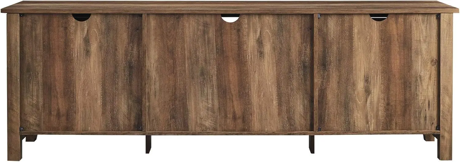 Coastal Style Grooved Door TV Stand for TVs up to 80 Inches, 70 Inch, Rustic Oak