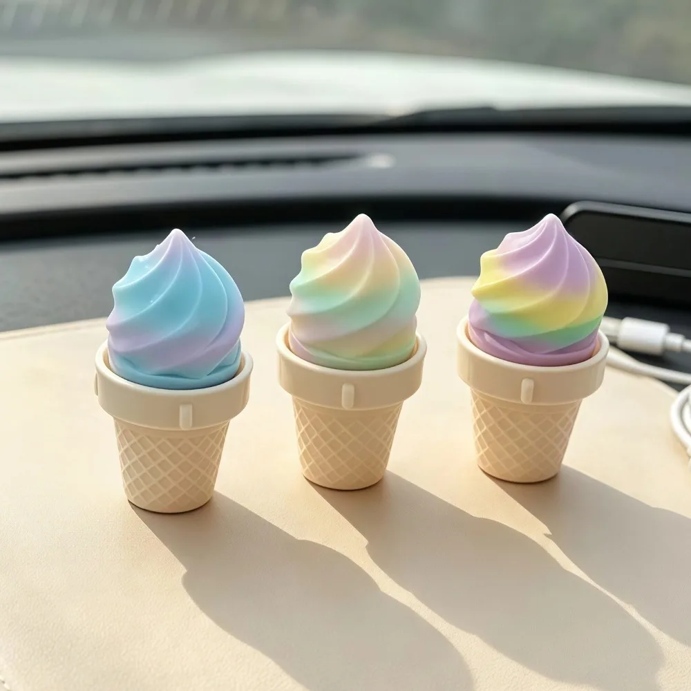 3D Printed Ice Cream Clicker Keychain Simulation Mini Figurine Fidget Keychain Push Pop Plastic Button Decompression Gift