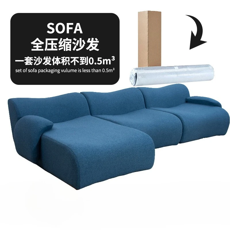 

L Shaped European Retro High-end Corduroy Living Room Sofa Vacuum Compression Sofa Bed Foldable and Customizable Home Furniture