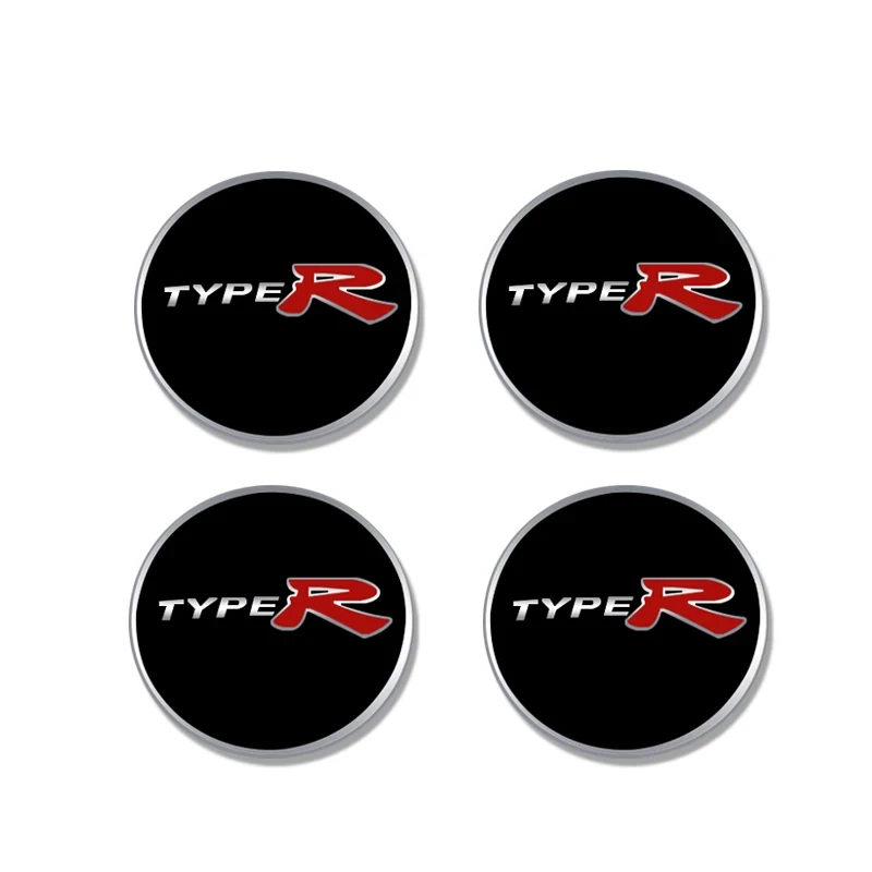 4Pcs 56mm TypeR Emblem Car Wheel Center Cover Stickers coprimozzo decalcomania per Civic Odyssey City Accord Fit Mugen CRV HRV