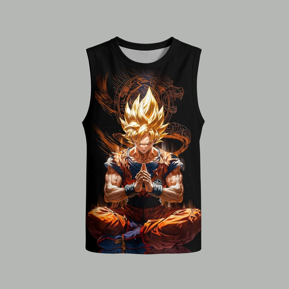 Women Men Autumn Streetwear DRAGON BALL Anime Print  Loose Tank Top and Wide Leg Pants Sweat Suit FamilyMatching