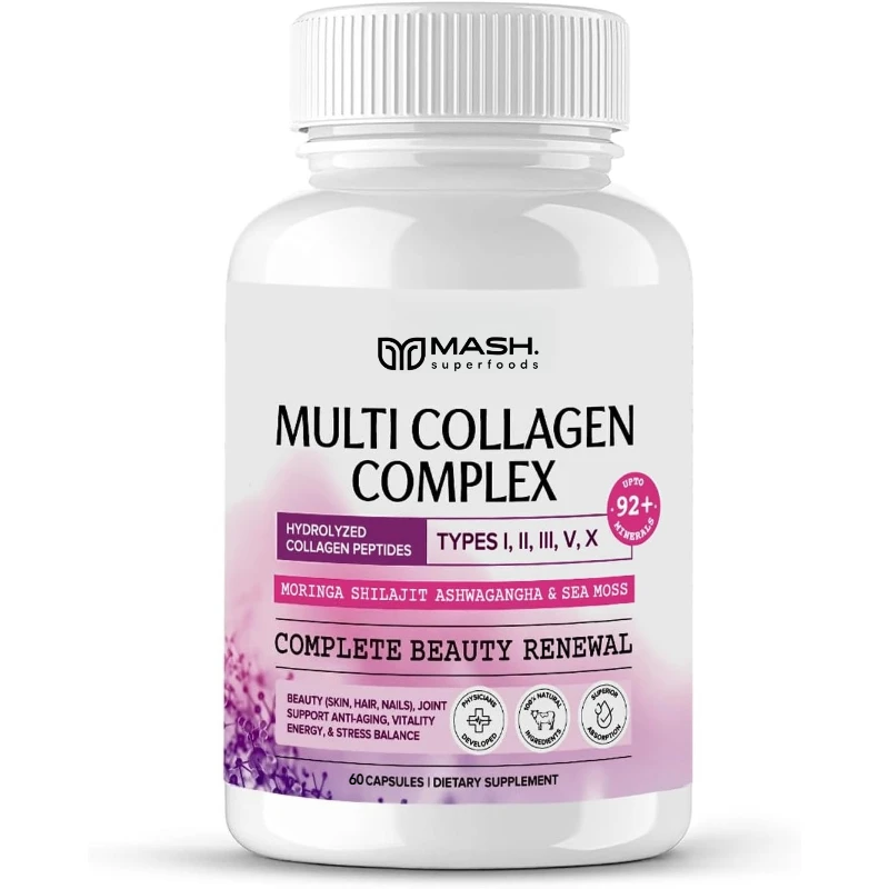 Multiple Collagen -Natural Energy Supplement, Support Cell Health, Anti-aging, Antioxidant, Skin, Joints, Hair, Bones Health