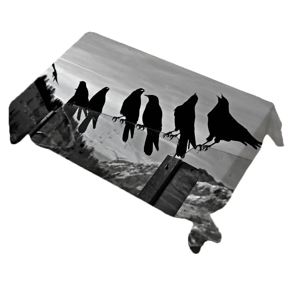 Mantel de cuervos de árbol de montaña blanco y negro, telón de fondo para fotografía, equipo de estudio, accesorios de decoración del hogar
