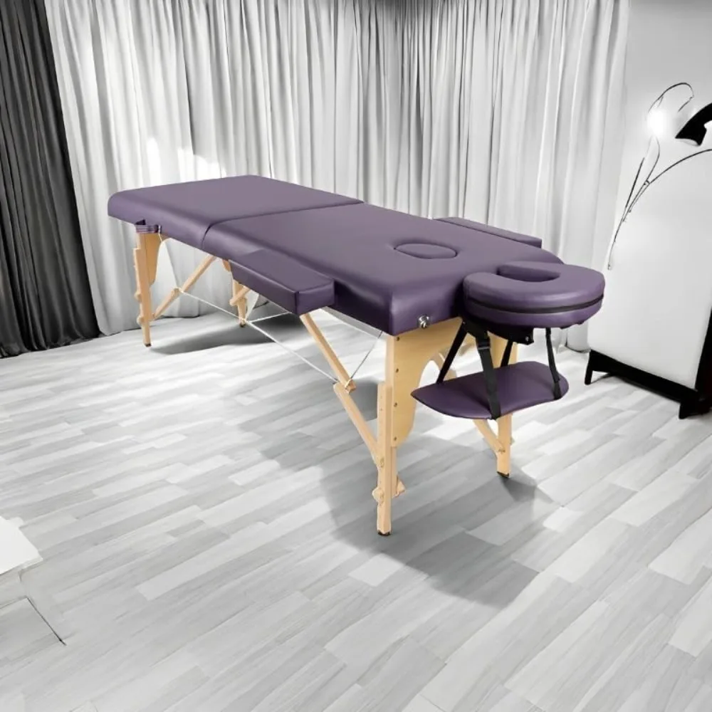 Massage Table Portable Lash Bed: Foldable Physical Therapy Table for Spa Tattoo (Purple)