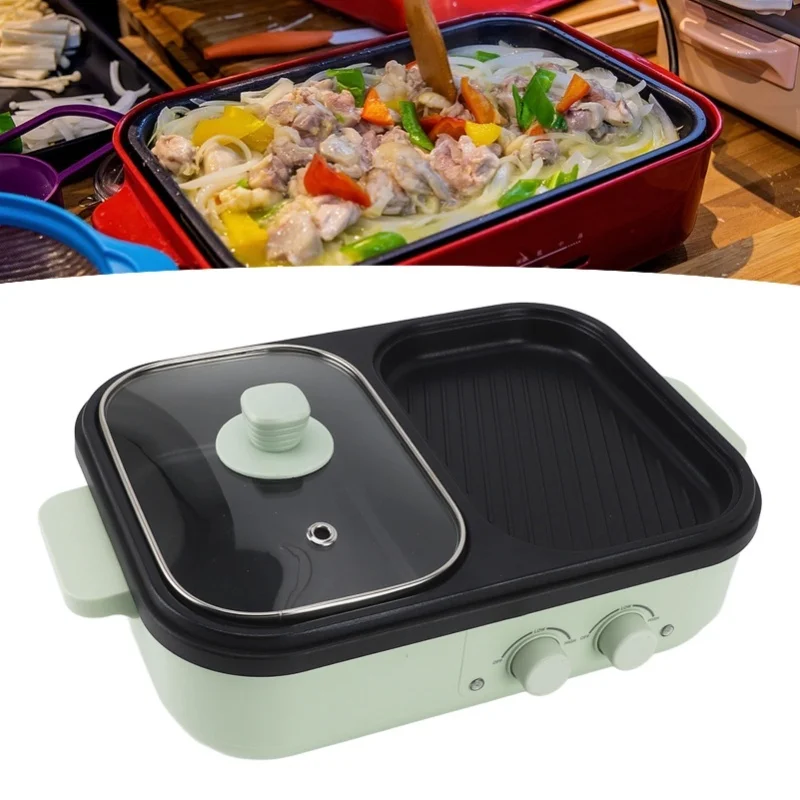 

Multifunctional Electric Hot Pot, 1300W Electric Cooker, Non-Stick Dual Sides Hot Pot, Indoor Outdoor Use