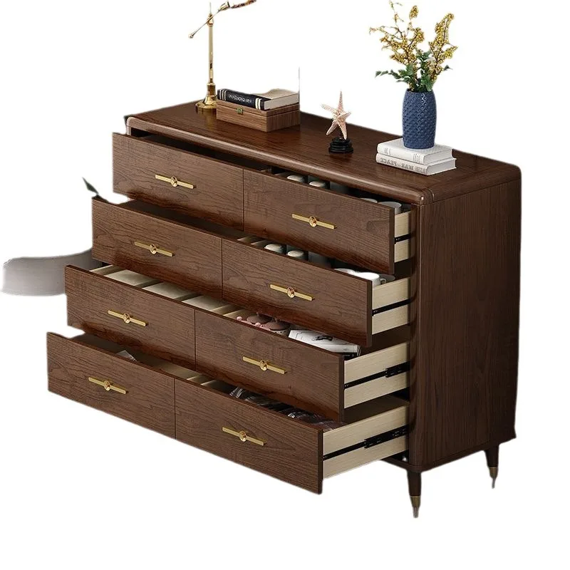 Modern and simple, solid wood eight-bucket cabinet, multi-function and large capacity, multi-layer living room porch storage