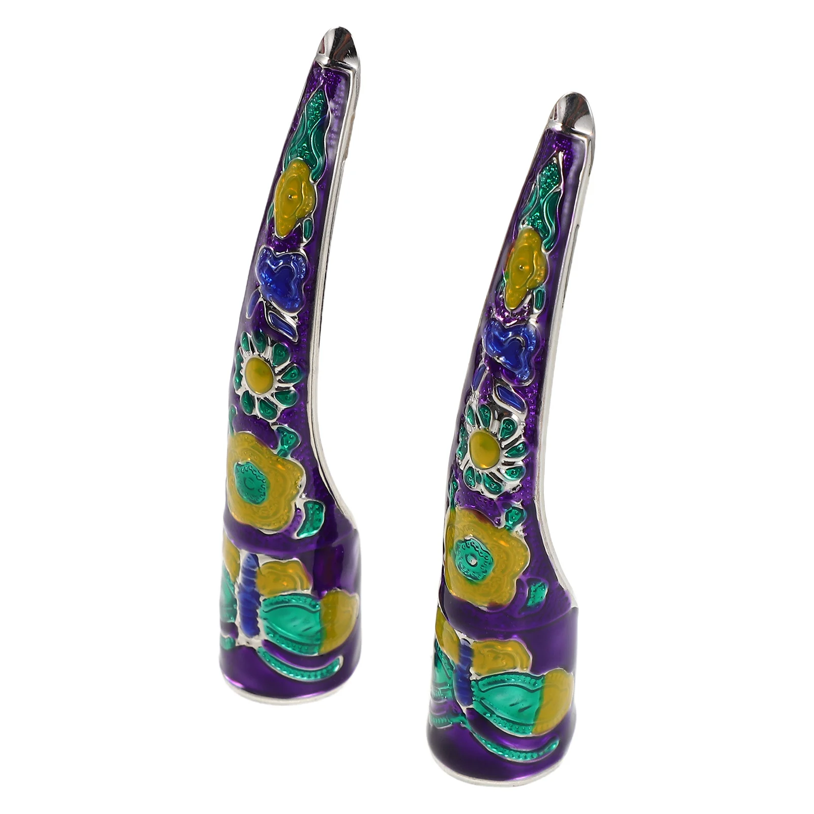 

2pcs Palace Style Finger Nail Tips For Ancient Queen Costume Handcrafted Metal Claw Rings Lightweight Comfortable Fit Protects