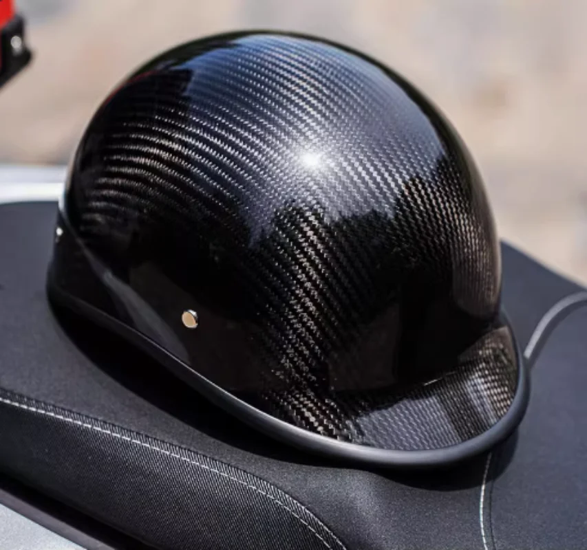 

New Trend Half Face Helmet Retro Carbon Fiber Motorcycle Helmets Men Cafe Racer Casco Moto DOT Certificated Capacete﻿