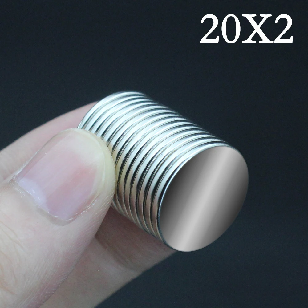 10/20/50/100Pcs 20x2 Super Strong Magnet 20mm X 2mm Round Magnetic NdFeB Neodymium Magnet N35 Powerful Disc imanes 20*2