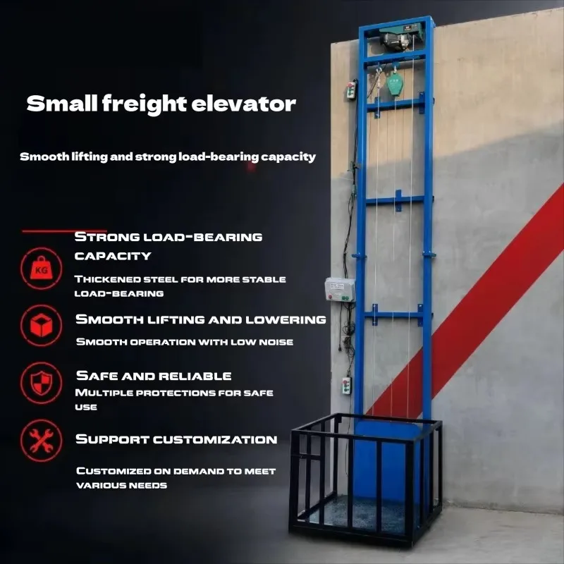 Deposit Price Customizable Small Electric Cargo Lift Freight Three Floor Lift Platform Guide Rail Elevator Machine