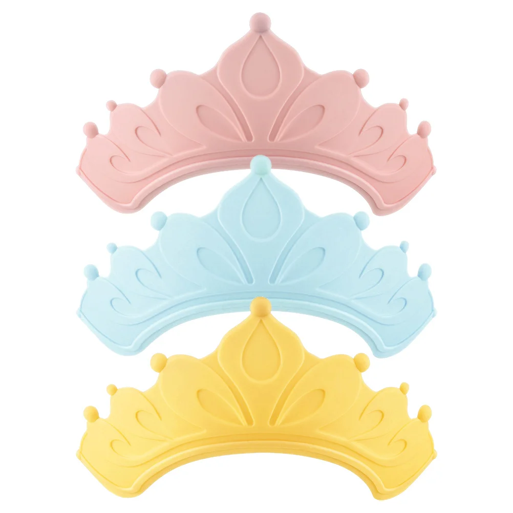 

3Pcs Toddler Baby Shower Cap Shield Adjustable Hair Washing Crown Baby Bath Head Shield Water Blocking Soft Material