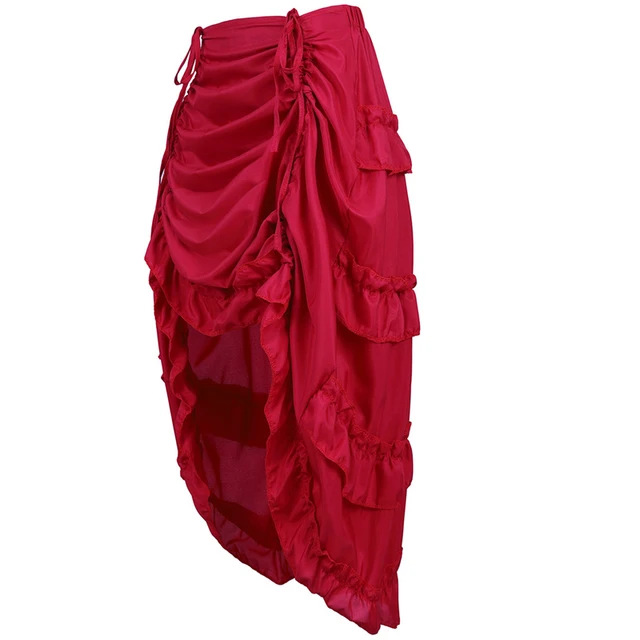 Falda de mujer moda Sexy delgada larga alta baja fruncido plisado corsé Bustier con faldas Steampunk gótico Punk Vintage de talla grande
