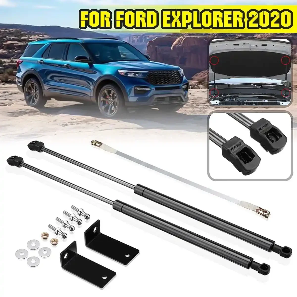 2pcs for Ford Explorer 2020 Car Front Hood Lift Assist System Support Gas Shock Absorber Strut Bar Strut Bars