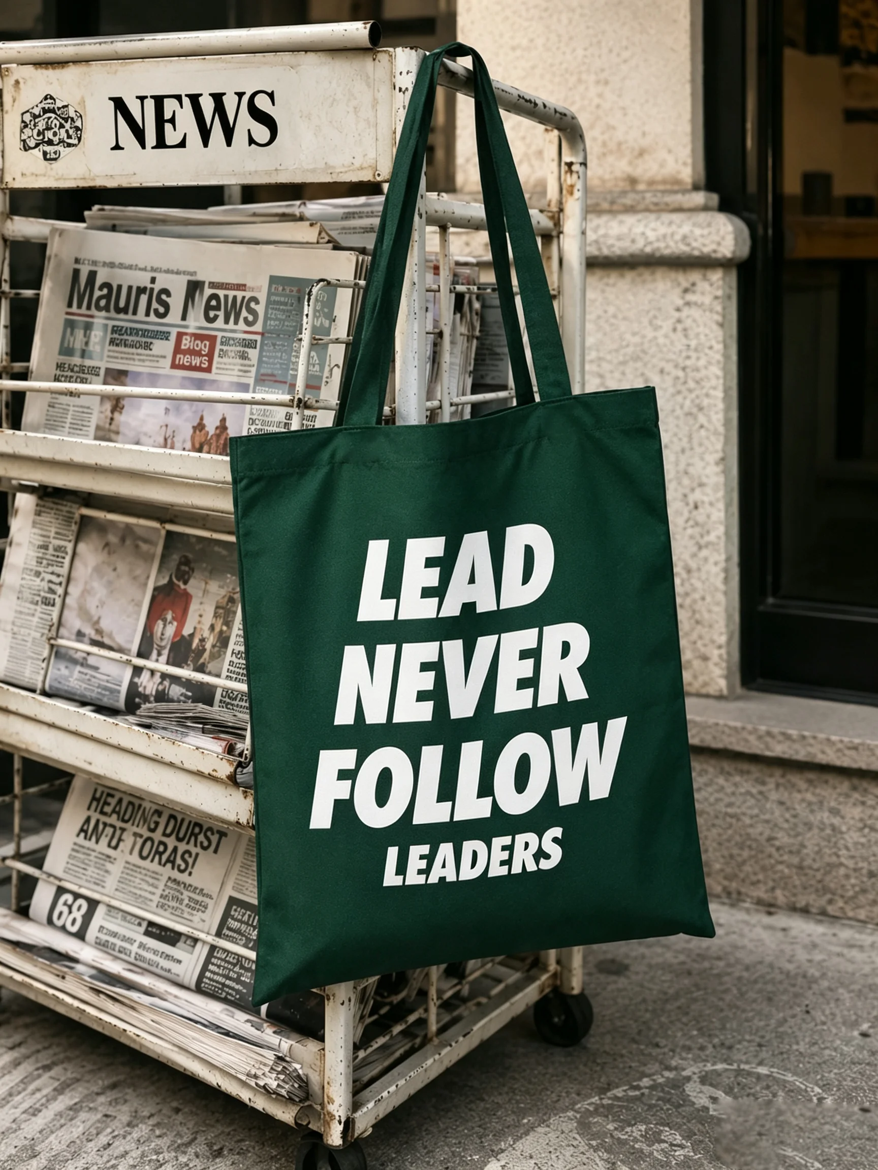 2026 Slogan Print Tote Bag, Lead Never Follow Leaders Graphic, Large Casual Harajuku Street Shopping Shoulder Bag