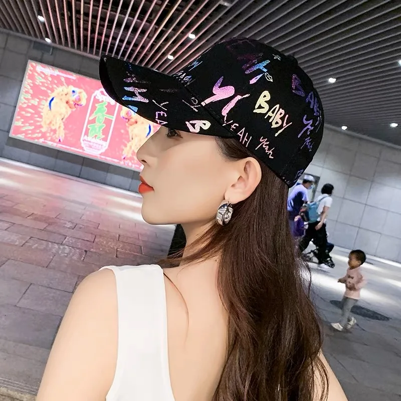 New Versatile Gradient Printed Graffiti Letter Men Women Baseball Hats Cotton Comfortable Casual Hip Hop Caps Fashion Sunshade