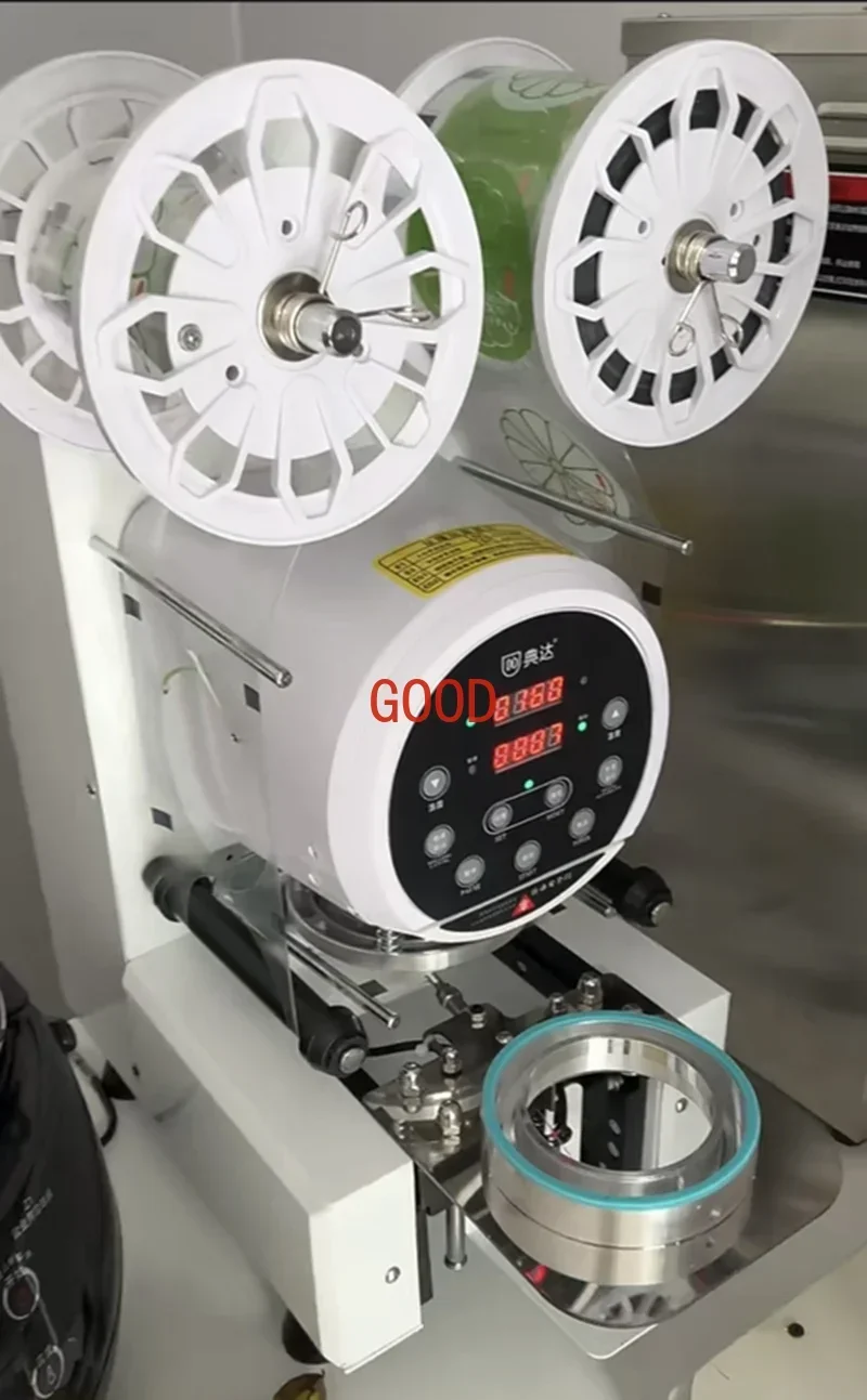 المألوف أنيق 88/89/90/95 مللي متر عيار شاي فقاعات كوب بلاستك السدادة التجارية التلقائي كوب من الفولاذ المقاوم للصدأ آلة الختم