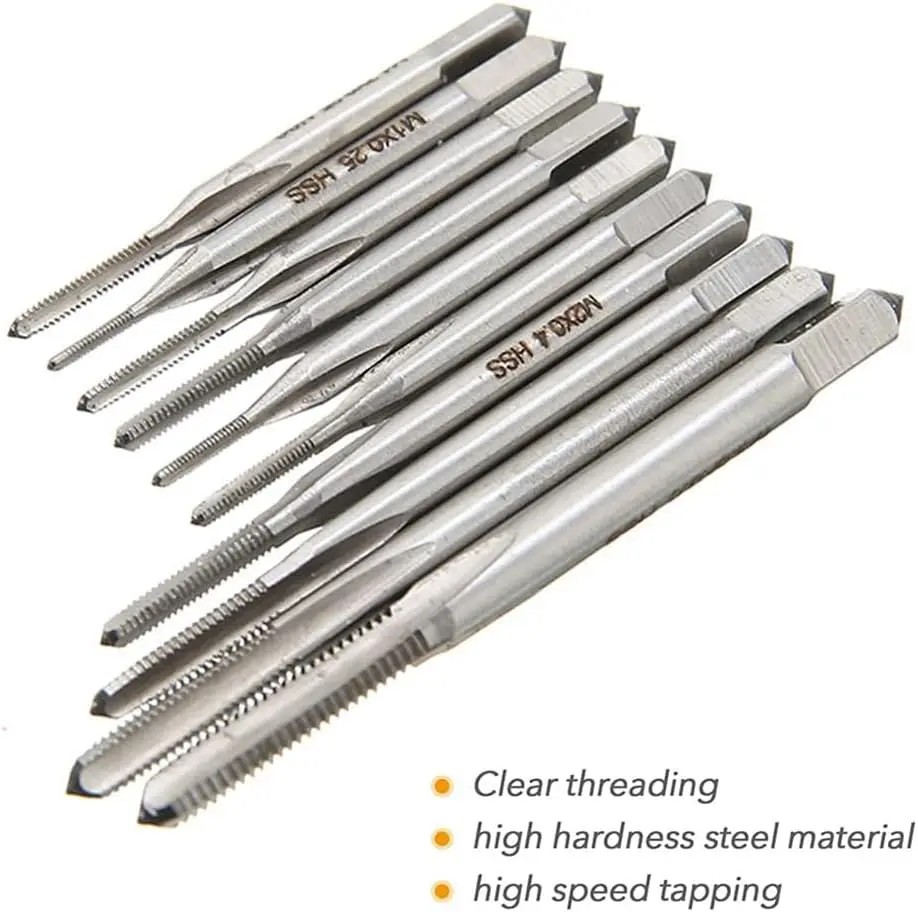 11Pcs Micro-Taps Bit Small Hand Screw Thread Taps M1-M3.5 HSS Mini Metric Plug Tap Screw Tap Drill Tapping Tools ﻿