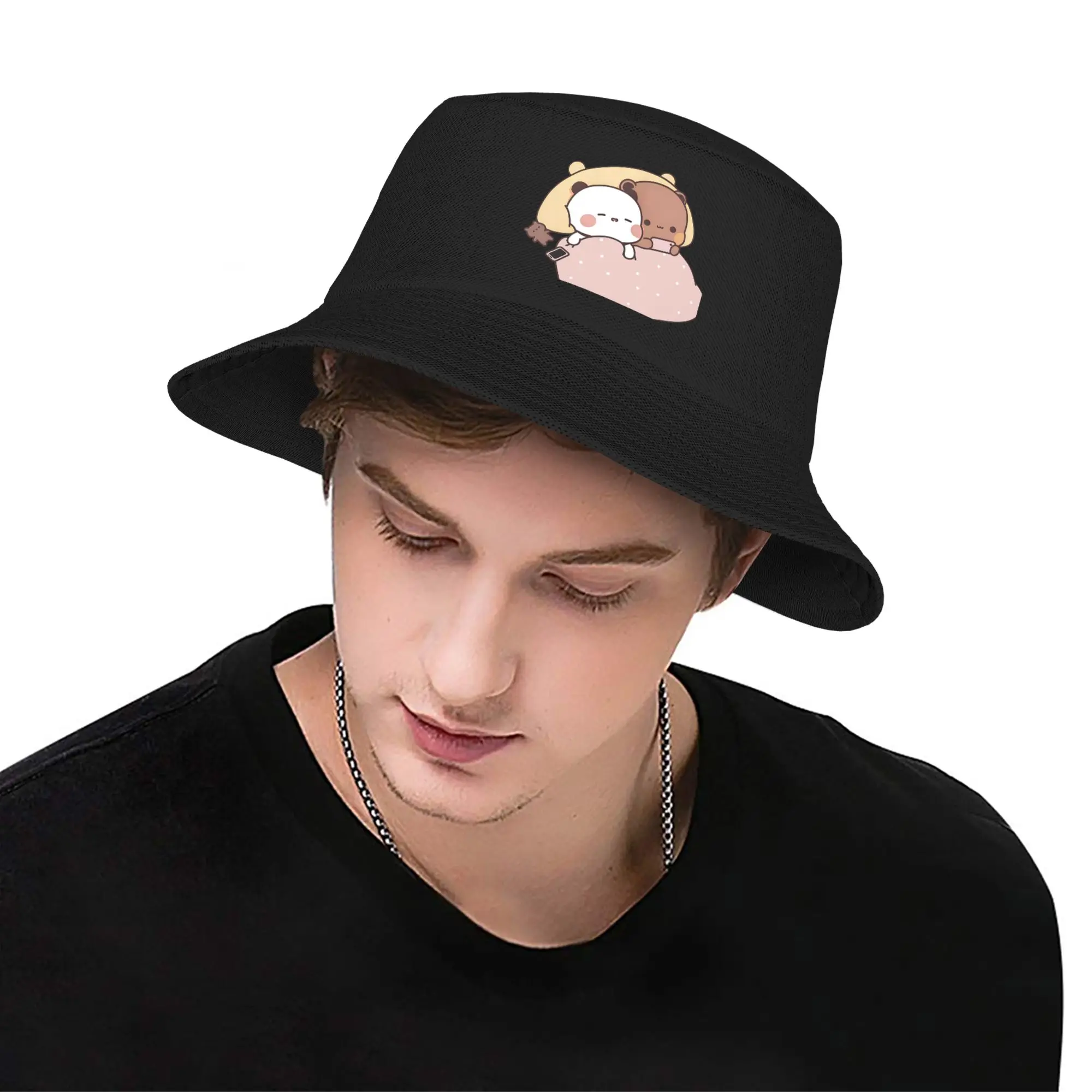 Style Bubu Yier Beer Cartoon Bucket Hat Woman Foldable Hiking  Fisherman Cap Vocation Getaway Headwear Boonie Hat