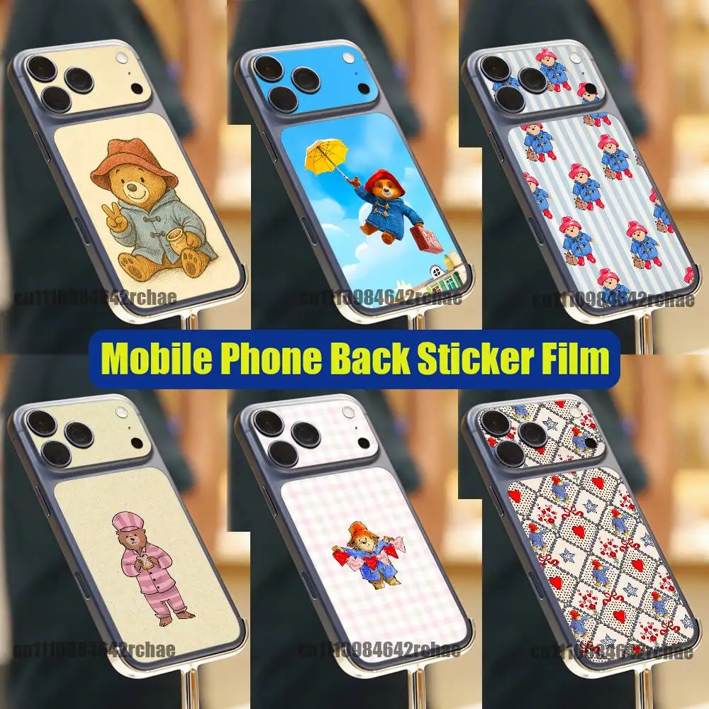 

For P-Paddington Bear iPhone 17 Pro Max Phone Back Sticker Film Decal Skin Wrap DIY Custom Stickers Full Cover