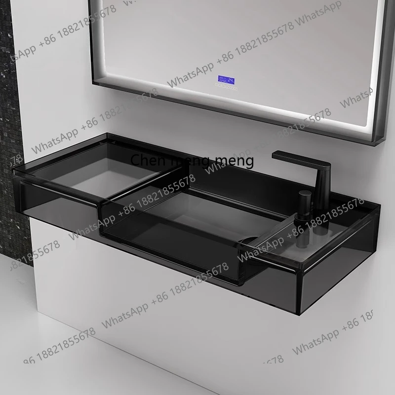 

Transparent resin wall-mounted wash basin Wall-mounted face basin, small apartment