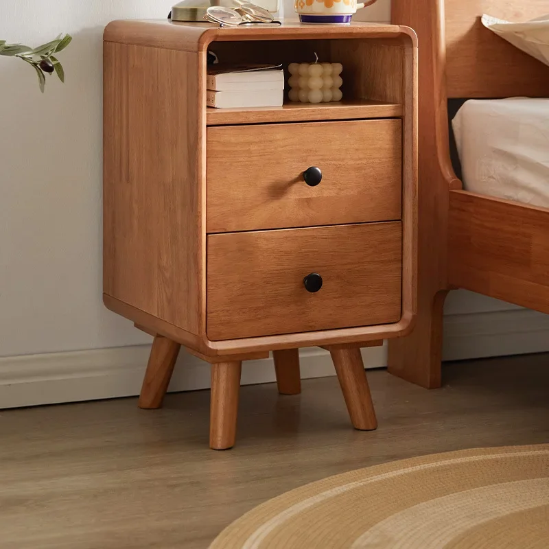 Jiayi Solid Wood Bedside Table Bedroom Household Small Cabinet With Drawers Small Apartment Simple Locker Side Cabinet Storage C