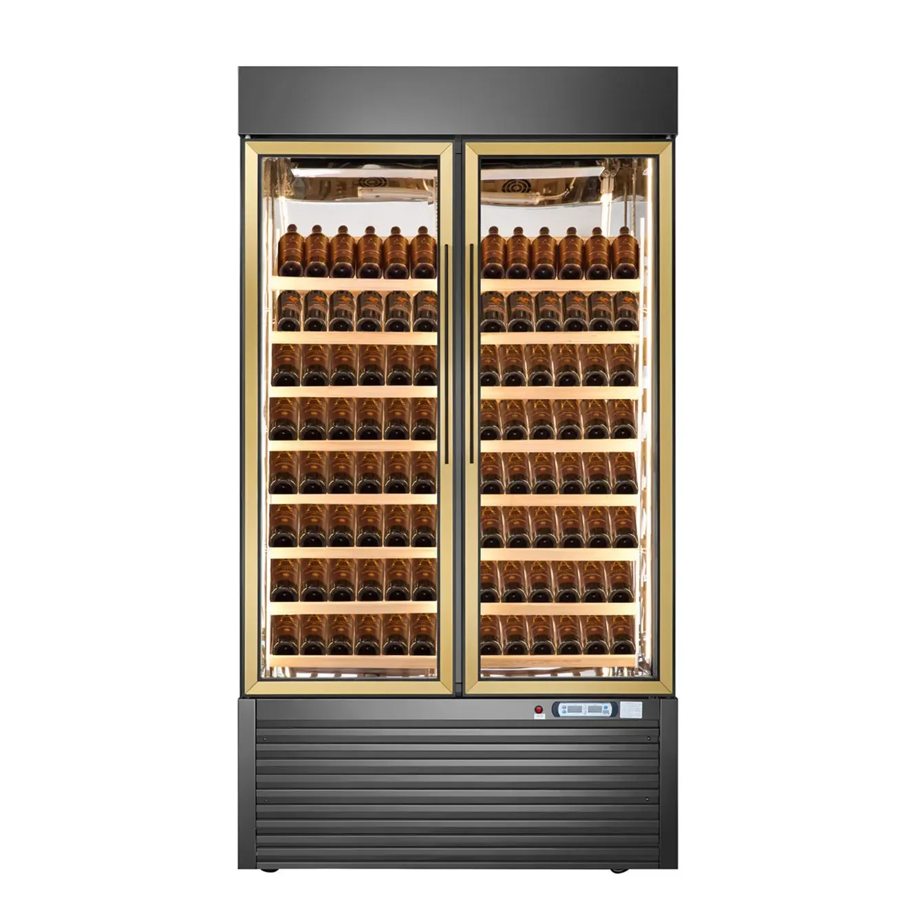 Commercial 950L Double Door Luxury Wine Celler Cooler 2.2M Built-In Gold Wine Refrigerators Bottle Cooler for Hotel