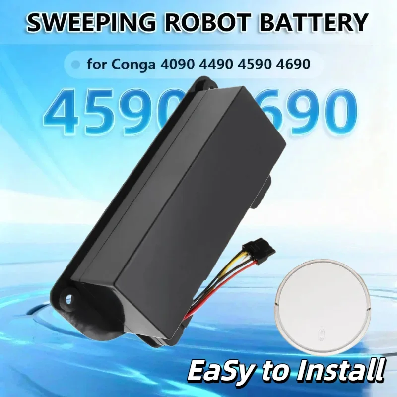 

14.8V 6500mAh Rechargeable Li-ion Battery Pack –for Conga 4090/4490/4590/4690 Robot Vacuum Cleaner, Performance Accessory