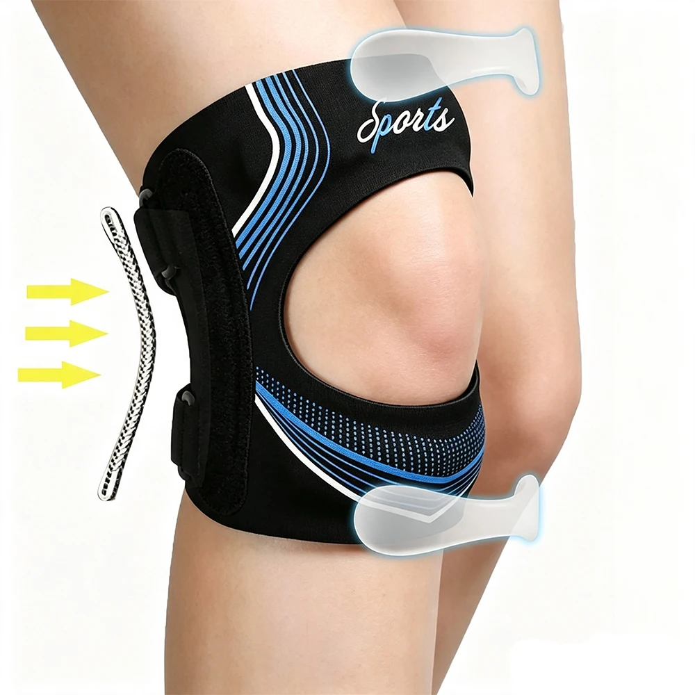 1-2Pcs Knee Brace Patella Support Strap with Gel Pad & Dual Side Stabilizers, Adjustable Sports Knee Support Running Basketball