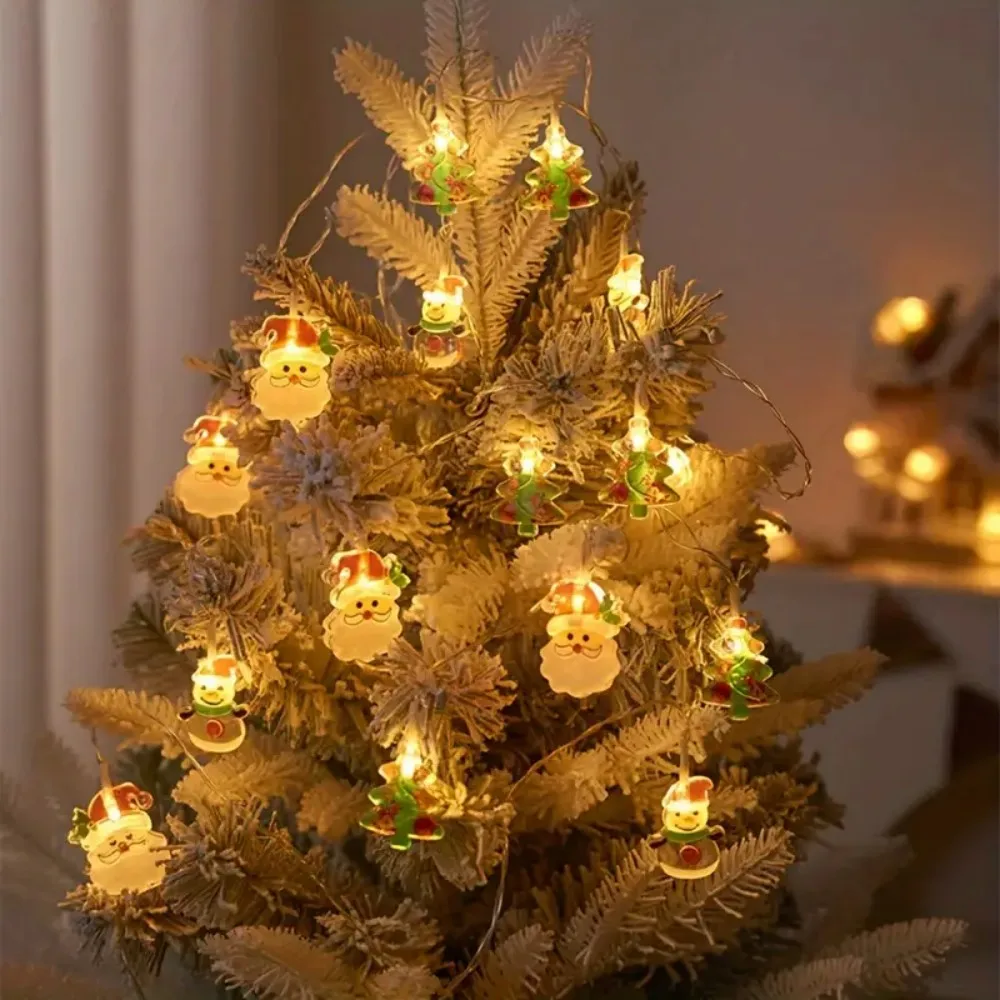 1PC 1.5M10LED Christmas Battery Box Santa Claus Snowman Christmas Tree Light String,Excluding Battery,Used for room Decoration