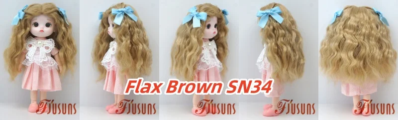 JD880 Lange Sauvage Welle Mittelscheitel Meerjungfrau Lockig mit Twin Bow Braids Puppe Perücken 1/8 1/6 1/4 1/3 Pullip Blythes BJD Haar – Detail 30